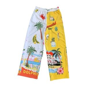 Rich & Famous Women’s PullOn Elastic Waist Vacation Beach Tropical Prints Size M